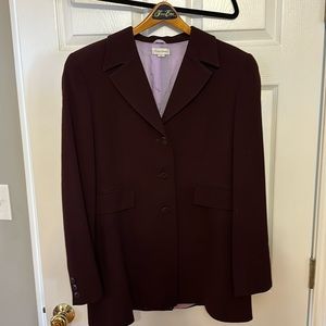 Greta Garbo jacket, burgundy with lavender lining.